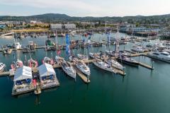 docked sailboats at Jeanneau rendezvous event