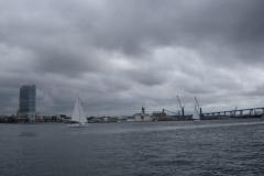 sailing under cloudy skies